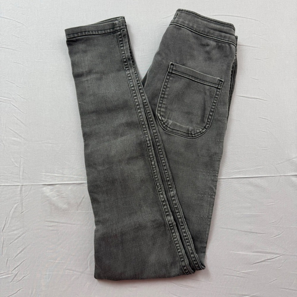 American Apparel High Waisted Skinny Jeans Faded Black Gray Stretch Size 6